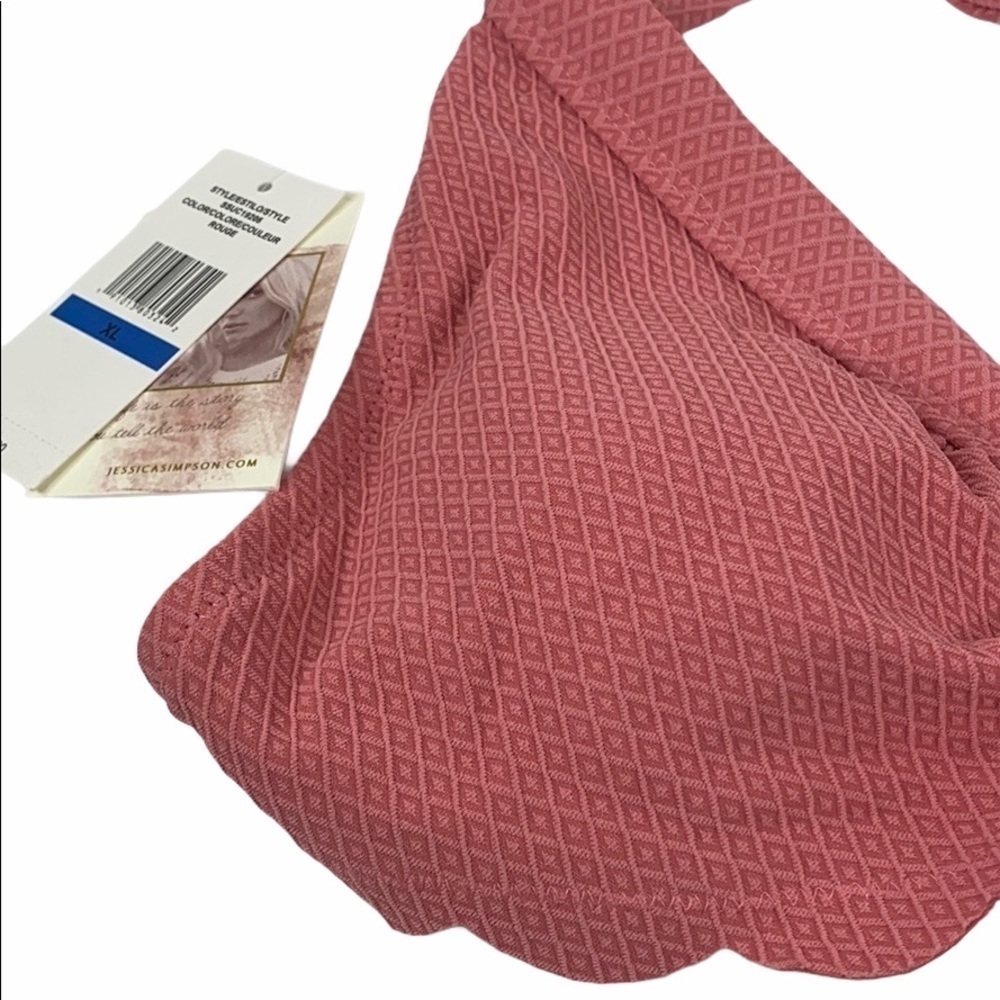 JESSICA Simpson Texture Halter Bikini Swimsuit Top - Picture 9 of 9